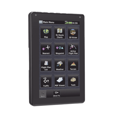 Navegador portátil aera 760, muestra información de trafico aéreo y una excelente visualización por medio de su  pantalla con visión 3D  touch screen.