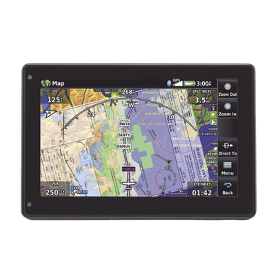 Navegador portátil aera 760, muestra información de trafico aéreo y una excelente visualización por medio de su  pantalla con visión 3D  touch screen.