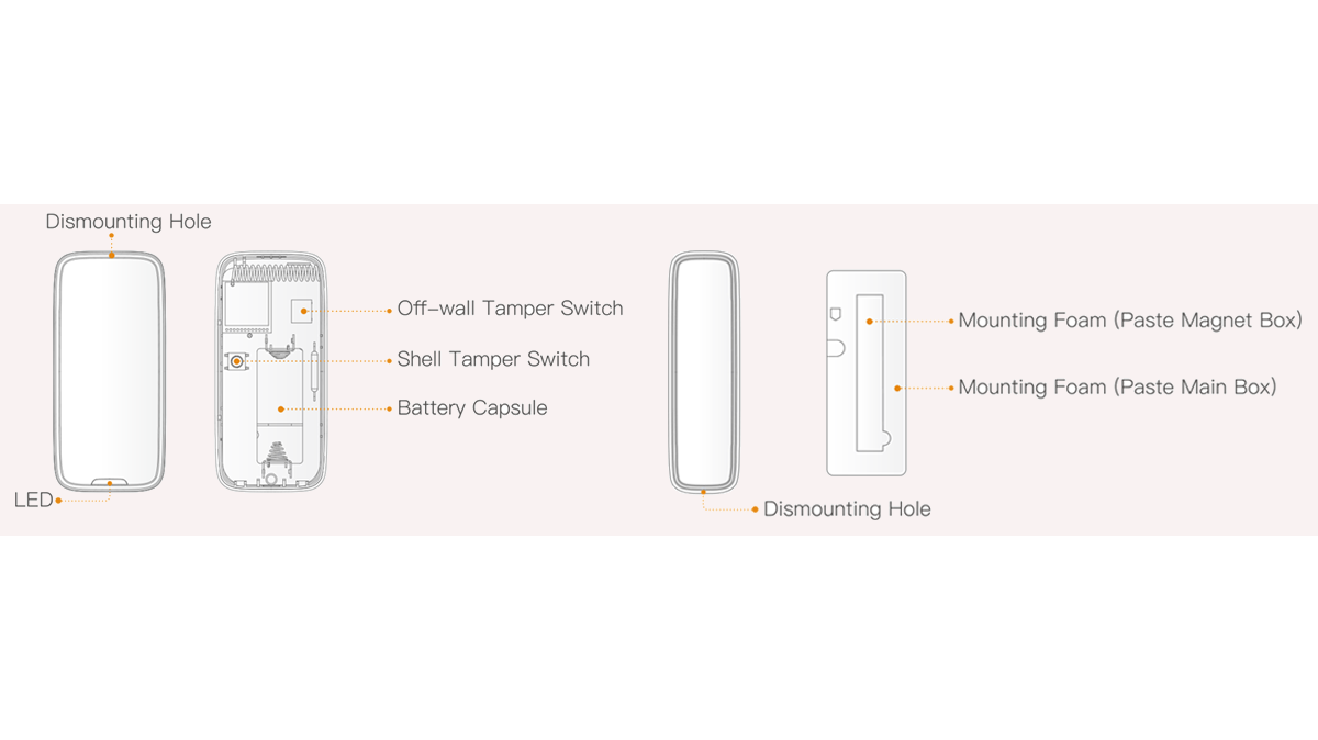 IMOU DOOR CONTACT (ARD311-SW-imou) - Contacto Magnetico Inalambrico, detecta la apertura de puertas y ventanas en un rango de 25-45 mm. Con un indicador LED y frecuencia de 433 MHz, mejora la seguridad del hogar.