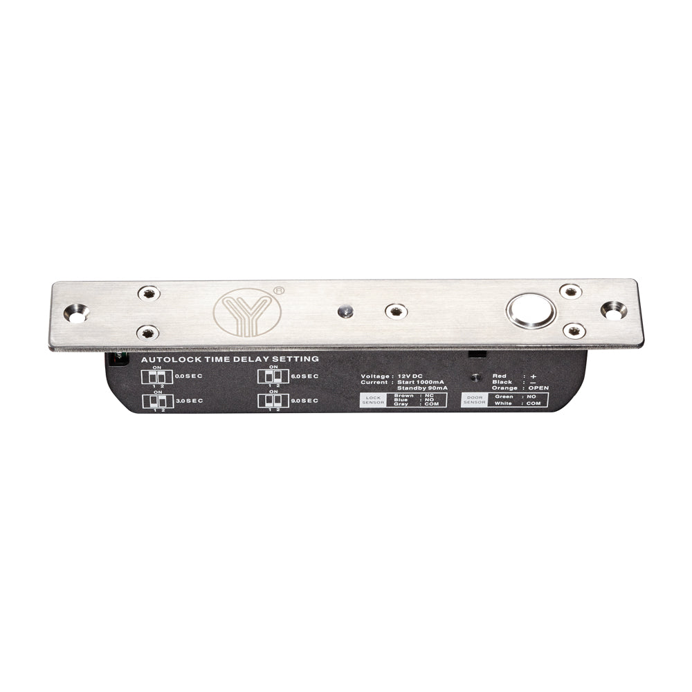 YLI YB700ALED - Cerradura eléctrica de Perno con indicador led, de uso rudo para control de acceso , cuenta retardo de tiempo de 3,6 y 9 segundos con hasta 2000 Kg de fuerza de sujeción