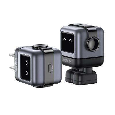 Cargador Mini GaNRobot 30W serie UNO | 1 USB-C de Carga Rápida | Tecnología GaN II | Multiprotocolo PD/QC/SCP/FCA | Carga Inteligente | Pantalla LED | Zapato Magnético Extraíble | Thermal Guard | Color Negro.