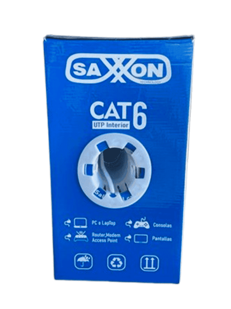 SAXXON OUTP6CCA305BC - Cable UTP CCA / Categoria 6 / Color blanco / Interior / 305  Mts / Redes / Video / 4 Pares