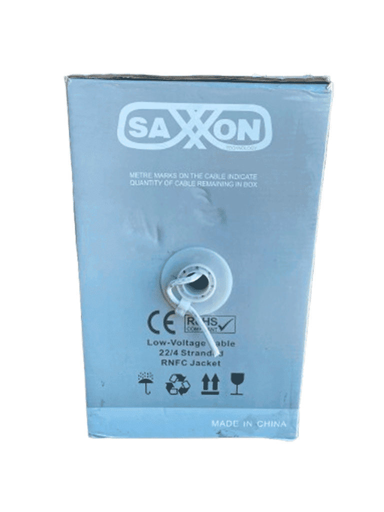 SAXXON OWAC6305JF - Bobina de Cable para Alarma de 6 Conductores/ CCA/ 305 Metros/ Uso Interior/ Material Retardante a la Flama/ Color Blanco/ Recomendado para Alarmas, Control de Acceso, Videoporteros y Audio/
