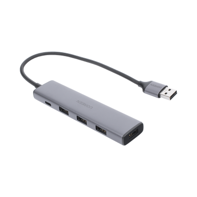 Convertidor USB-A 3.0 a 4 Puertos USB-A 3.0 / 5 Gbps Transferencia / Alimentación por USB-C / Compatibilidad Multiplataforma / Protección Cortocircuito y Sobrecorriente