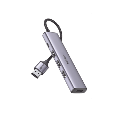 Convertidor USB-A 3.0 a 4 Puertos USB-A 3.0 / 5 Gbps Transferencia / Alimentación por USB-C / Compatibilidad Multiplataforma / Protección Cortocircuito y Sobrecorriente