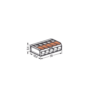 Conector Eléctrico / Borne de Conexión con Palancas / 5 Puntos / 32A 450V / CAGE CLAMP® / Policarbonato Transparente / Para 0.14-4 mm²
