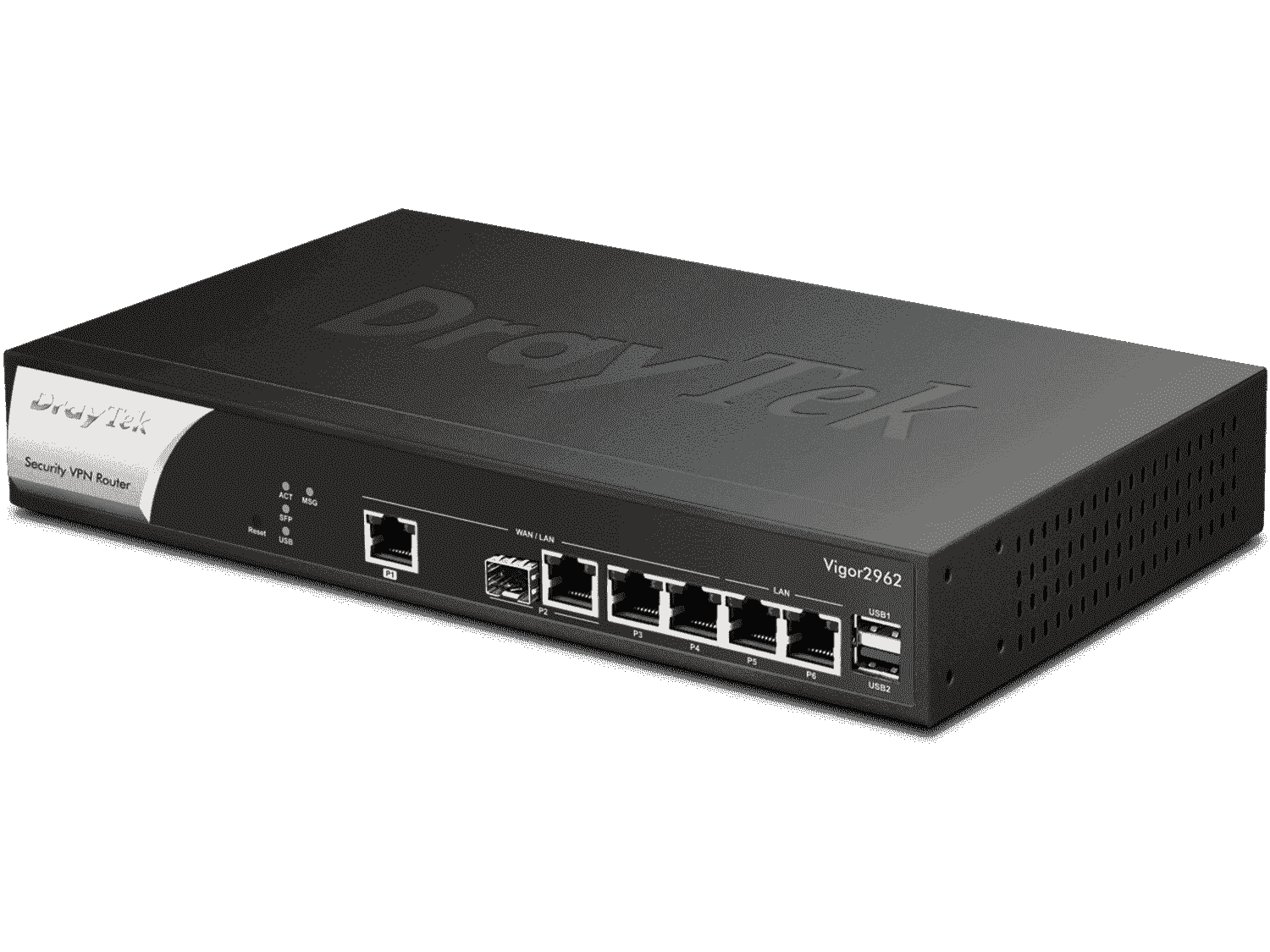 DrayTek VIGOR2962- Ruteador Multi-WAN Balanceador para PyMEs, hasta 200 túneles VPN, 1 puerto WAN 2.5GB, 1 combo SFP & RJ45 WAN, 2 puertos LAN & WAN GE, 2 LAN RJ45 GE, con filtrado web