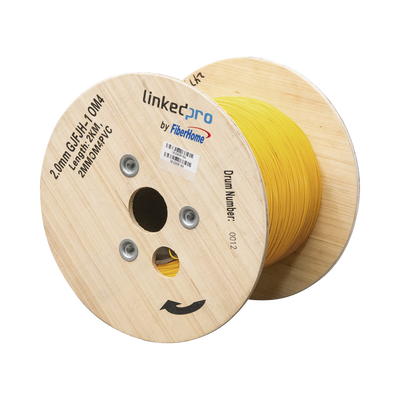 Fibra Óptica Multimodo OM4, 2 mm, Simplex, Tight Buffer, 900 micras, Color Amarillo