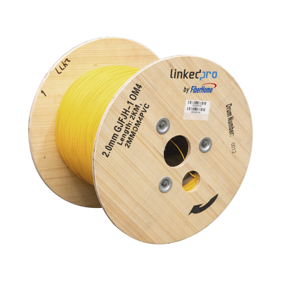 Fibra Óptica Multimodo OM4, 2 mm, Simplex, Tight Buffer, 900 micras, Color Amarillo