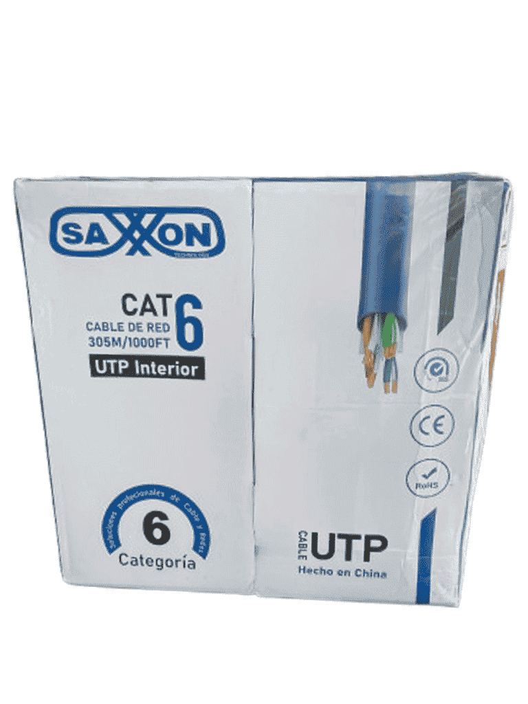 SAXXON OUTP6CCA305AZ3 - Cable UTP CCA / Categoria 6 / Color azul obscuro / Interior / 305  Mts / Redes / Video / 4 Pares