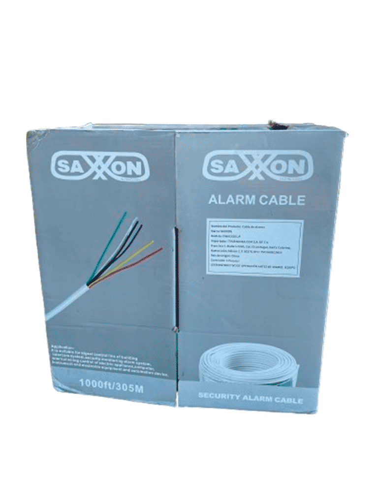 SAXXON OWAC6305JF - Bobina de Cable para Alarma de 6 Conductores/ CCA/ 305 Metros/ Uso Interior/ Material Retardante a la Flama/ Color Blanco/ Recomendado para Alarmas, Control de Acceso, Videoporteros y Audio/