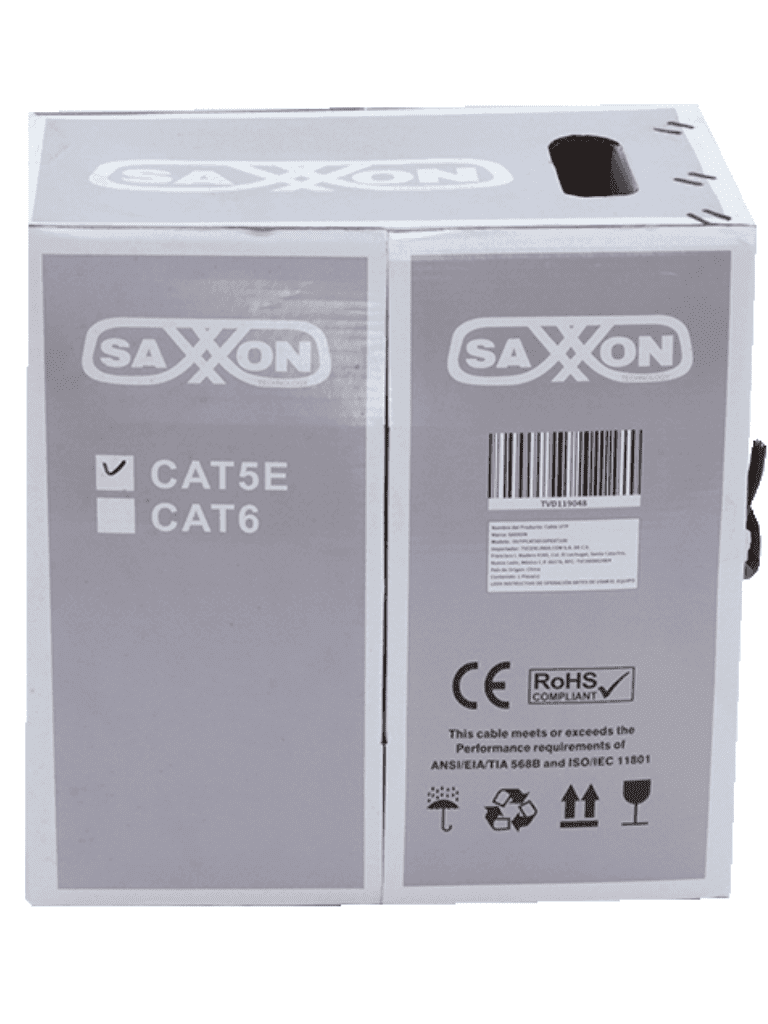 SAXXON OUTPCAT5ECOPEXT100 - Bobina de 100 Metros de Cable UTP Cat5e 100% Cobre/ Exterior con Doble Forro/ Color Negro/ Ideal para Cableado de Redes de Datos y Video/