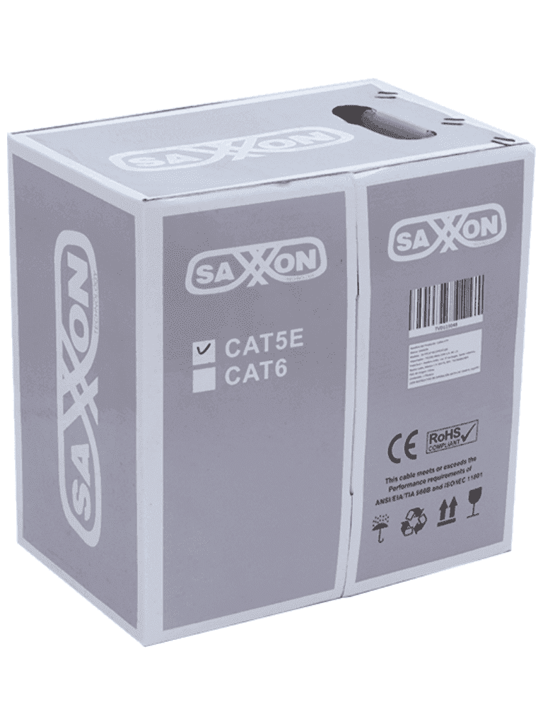SAXXON OUTPCAT5ECOPEXT100 - Bobina de 100 Metros de Cable UTP Cat5e 100% Cobre/ Exterior con Doble Forro/ Color Negro/ Ideal para Cableado de Redes de Datos y Video/