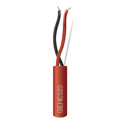 Bobina de 305 Metros (1000 Pies) de Alambre / 2 x 18 AWG / Riser / Tipo FPLR-CL3R, FT4 / Color Rojo / Para Aplicaciones en Sistemas de Detección de Incendio y Sistemas de Evacuación