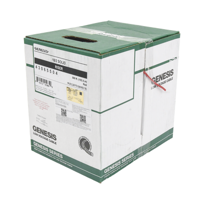 Bobina de 152 Metros (500 Pies) de Alambre / 2 x 18 AWG / Riser / Resistente al Fuego / Color Rojo / Tipo FPLR- CL3R - C(UL) -FT4 / Para Sistemas Contra Incendio o Sistemas de Evacuación