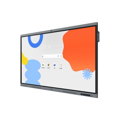 Pantalla Interactiva WAFX-P Series 75" 4K UHD 3840x2160 / Android 15 EDLA / Octa-core CPU / 48MP Cámara Integrada / 8 Micrófonos Far-Field / 50 Puntos Touch IR / WiFi 6 / 16GB RAM / 128GB Storage