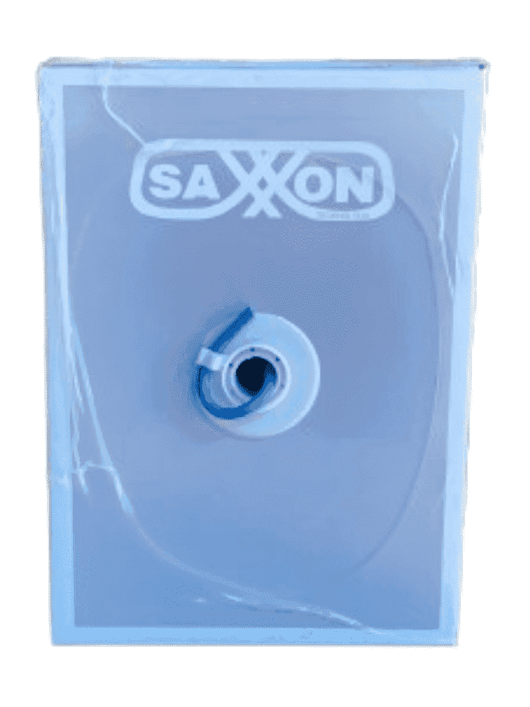 SAXXON OUTP6COP100B - Bobina de Cable UTP Cat6 100% Cobre/ 100 Metros/ Color Azul/ Uso Interior/ Soporta Pruebas de Rendimiento/ Cert ISO9001/ UL 444/ RoSH/ ANSI/ TIA/ EI