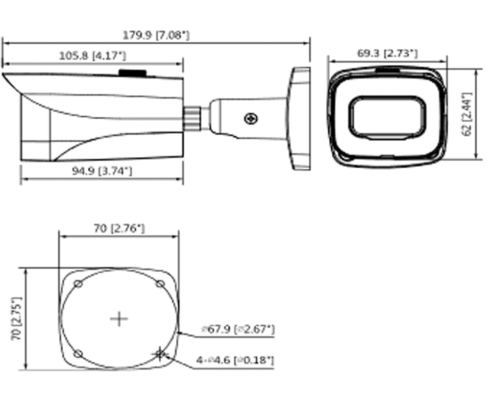 DAHUA HAC-HFW2241E-A- Cámara Bullet Starlight 1080p/ 2 Megapixeles/ 0.004 Lux a Color/ WDR Real 120dB/ Lente 3.6 mm/ IR de 40 Mts/ Microfono Integrado y 1 Entrada de Audio/ IP67/ 3DNR/