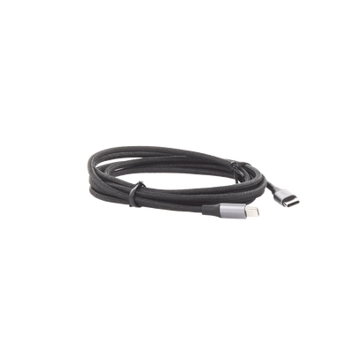 Cable USB-C a USB-C | 2 Metros (6.56 Pies) | Transferencia de Datos de 480 Mbps | Carga Rápida de Hasta 60W | QC 4.0/3.0/2.0 | PD3.0 | FPC | AFC | Protección Integrada | Caja de Aluminio | Nylon Trenzado | Color Negro