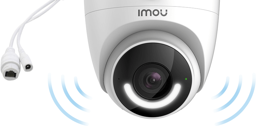IMOU Turret (IPC-T26EN-0280B-imou) - Cámara IP Domo WiFi de 2MP con disuasión activa, sirena integrada, LED de alta potencia, micrófono, audio bidireccional, detección de humanos, IR 30m, IP67 y ranura MicroSD.
