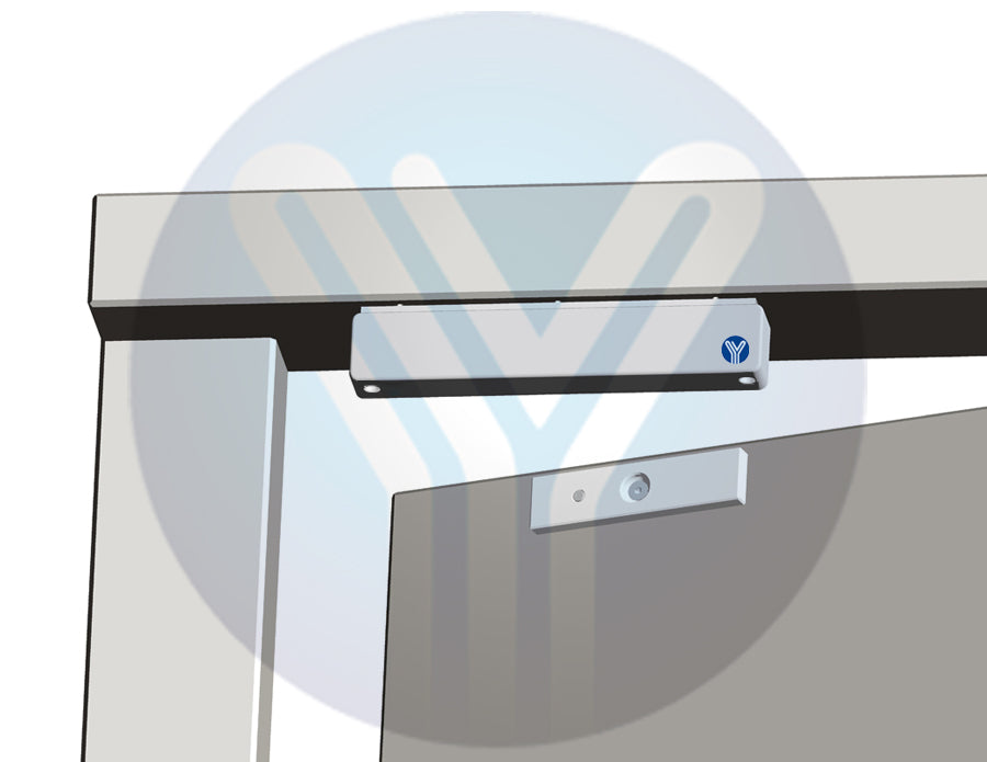 YLI YM350WS - Cerradura Magnética para Control de Acceso / Fuerza de Sujeción de 350 kg (800 lb) / Para puertas de madera, vidrio y metálicas / IP68 para uso exterior e interior