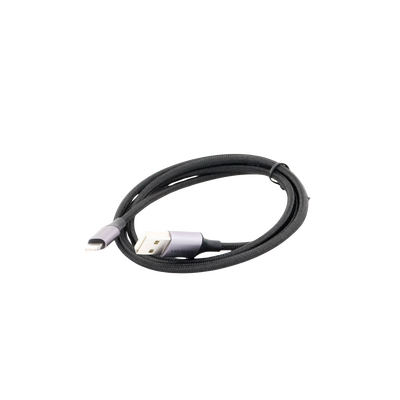 Cable USB-A a Lightning | 1 Metro (3.28 Pies) | Certificado MFi | Carga Rápida 5V/2.4 A | 480 Mbps | Conector C94 | Adecuado para iPhone, iPad y iPod | Protección Integrada | Caja de Aluminio | Nylon Trenzado | Color Negro