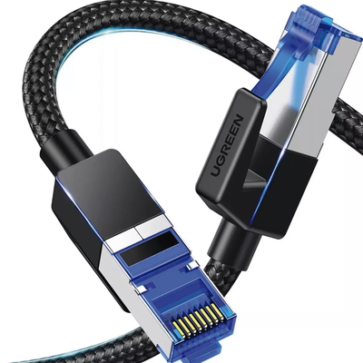 Cable Ethernet Cat8 CLASS F/FTP Redondo con Malla de Nylon 2 Metros (6.56 Pies)