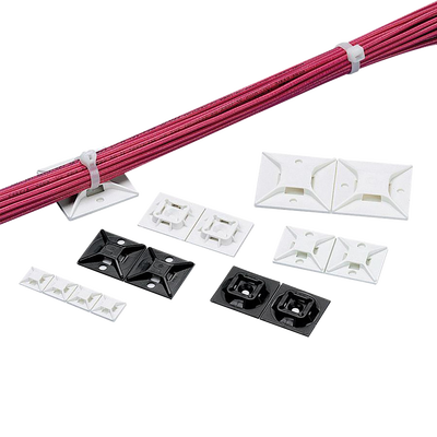 Montaje-Sujetador Para Cable de 4 vías, con Adhesivo Acrilico, 25.4 x 25.4mm (1in x 1in), Color Negro, Uso en Exterior, 1 pieza