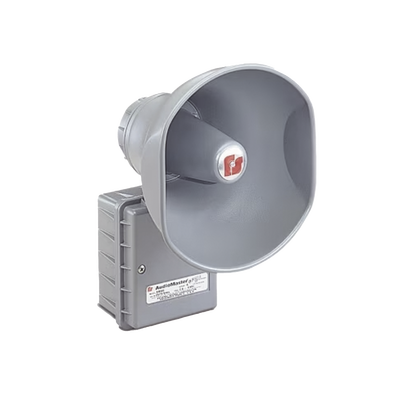 AudioMaster® Altavoz de bocina reentrante para megafonía y anunciamiento público, 15 W de Potencia, Listado contra incendios UL, Color Gris