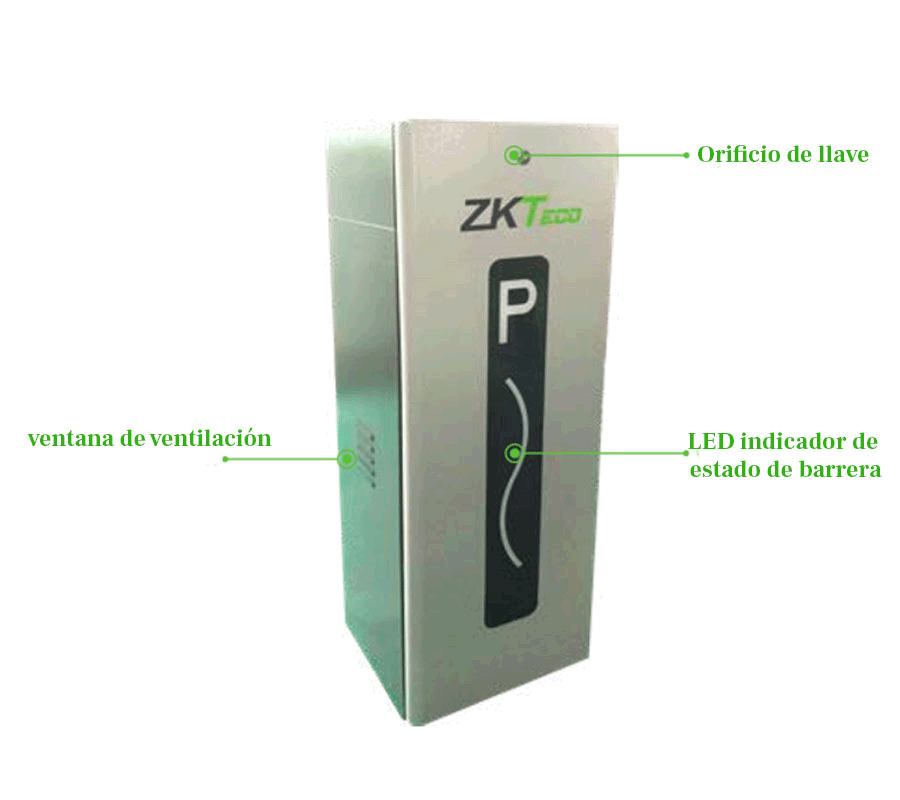 ZKTECO CMP200 - Barrera Vehicular Izquierda / Brazo Telescópico de 2.6 hasta 4.5 metros / 3 Seg. / Dirección Ajustable (a Derecha) / Gabinete con Luz Led Indicador de estado / Sistema Inteligente anti-impacto/ Incluye 2 controles remotos