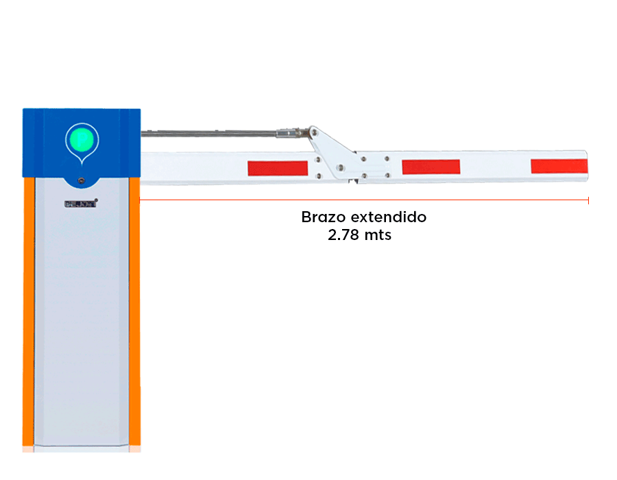 WEJOIN WJCB101VFIL33D90 - Barrera Vehicular Izquierda Alto Flujo / Motor 24 VDC / Brazo Octagonal Articulado De 3 Metros A 90 Grados / Velocidad 3 segundos / Dirección ajustable