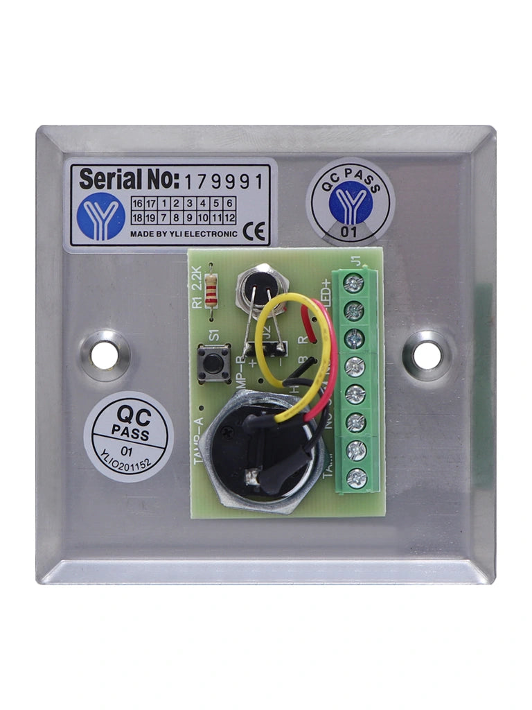 YLI YKS850LS - Botón Liberador de Llave, Indicador LED, Acero Inoxidable, Resistente a la Intemperie, Función NC/NO