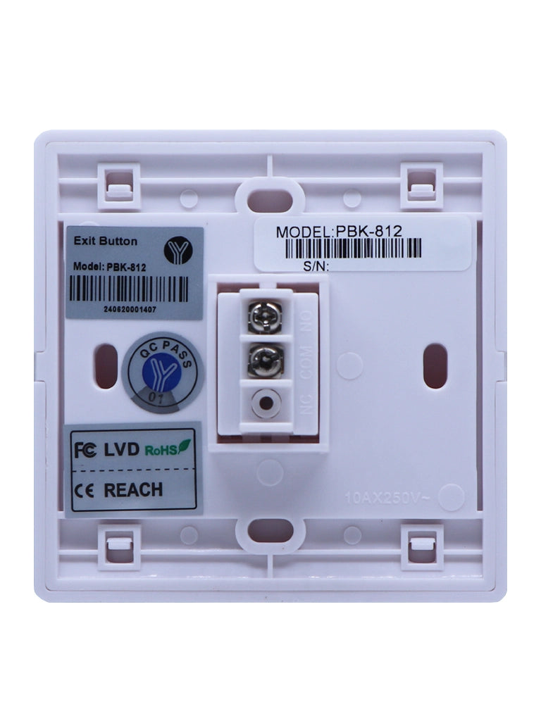 YLI PBK812 - Botón de Salida Mecánico, Carcasa Plástica, Función NO