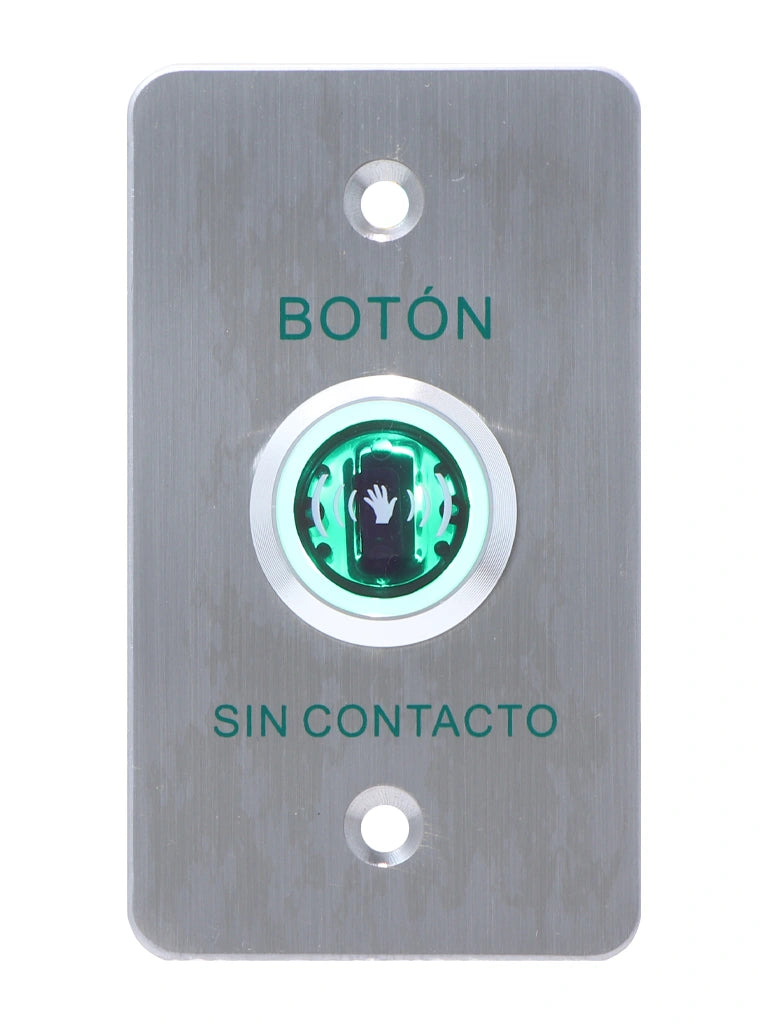 YLI ISK841BLED - Botón de Salida sin Contacto, Indicador LED, Acero Inoxidable, 12 VCC, Función NC/NO, Distancia de Detección y Retardo del Relevador Ajustables