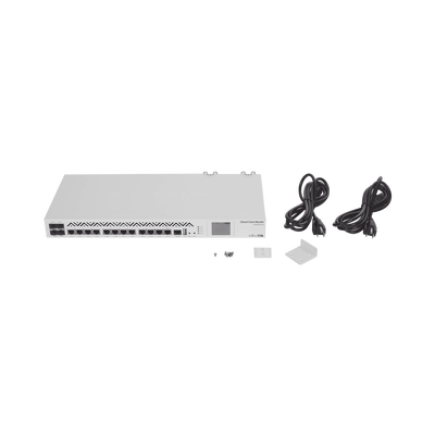 Cloud Core Router, CPU 36 Núcleos, Througput 16Gbps / 24Mpps, 12 Puertos Gigabit Ethernet, 4 Puertos SFP y 4 GB de memoria, Ideal para IPsec