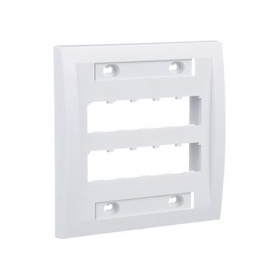 Placa de Pared Vertical Ejecutiva, Salida Para 10 Puertos Mini-Com, Con Espacios Para Etiquetas, Color Blanco