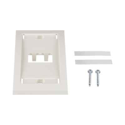 Placa de Pared Vertical Ejecutiva, Salida Para 2 Puertos Mini-Com, Con Espacios Para Etiquetas, Color Blanco Mate