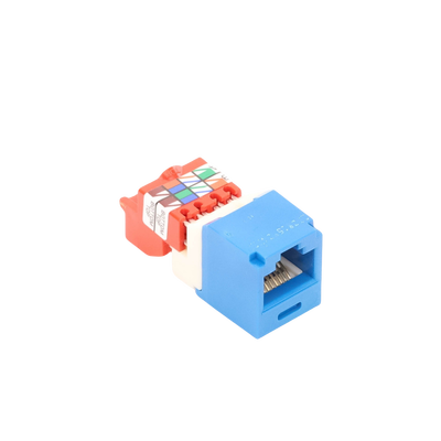 Conector Jack RJ45 Estilo T, Mini-Com, Categoría 5e, de 8 posiciones y 8 cables, Color Azul