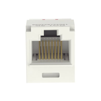 Conector Jack RJ45 Estilo TG, Mini-Com, Categoría 5e, de 8 Posiciones y 8 Cables, Color Blanco Mate