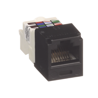 Conector Jack RJ45 Estilo TP, Mini-Com, Categoría 6, de 8 Posiciones y 8 Cables, Color Negro