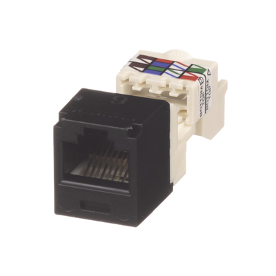 Conector Jack RJ45 Estilo TP, Mini-Com, Categoría 6, de 8 Posiciones y 8 Cables, Color Negro