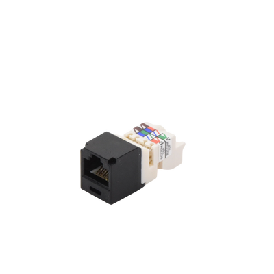 Conector Jack RJ45 Estilo TP, Mini-Com, Categoría 6, de 8 Posiciones y 8 Cables, Color Negro