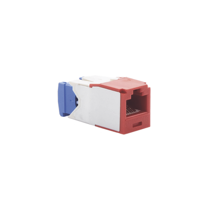 Conector Jack RJ45 Estilo TG, Mini-Com, Categoría 6A, de 8 Posiciones y 8 Cables, Color Rojo