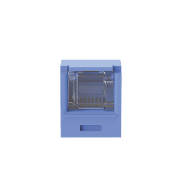 Conector Jack RJ45 Estilo TG con Ventana, Mini-Com, Categoría 6A, de 8 Posiciones y 8 Cables, Color Azul
