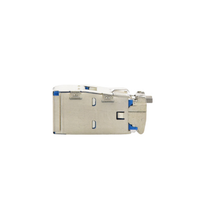 Conector Jack RJ45 Blindado, Estilo TG, Mini-Com, Categoría 6A, de 8 Posiciones y 8 Cables, Color Azul