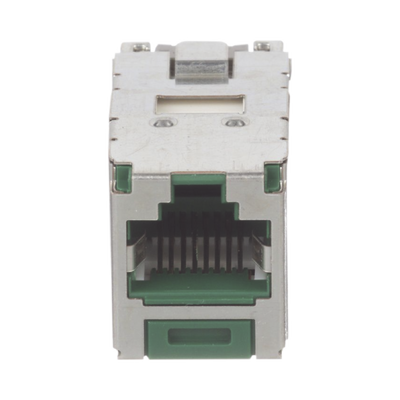 Conector Jack RJ45 Blindado, Estilo TG, Mini-Com, Categoría 6A, de 8 Posiciones y 8 Cables, Color Verde