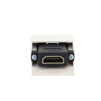 Módulo Acoplador HDMI 2.0, Hembra a Hembra Tipo-A, Categoría 2, Uso en 2 Puertos Mini-Com, Color Blanco Mate
