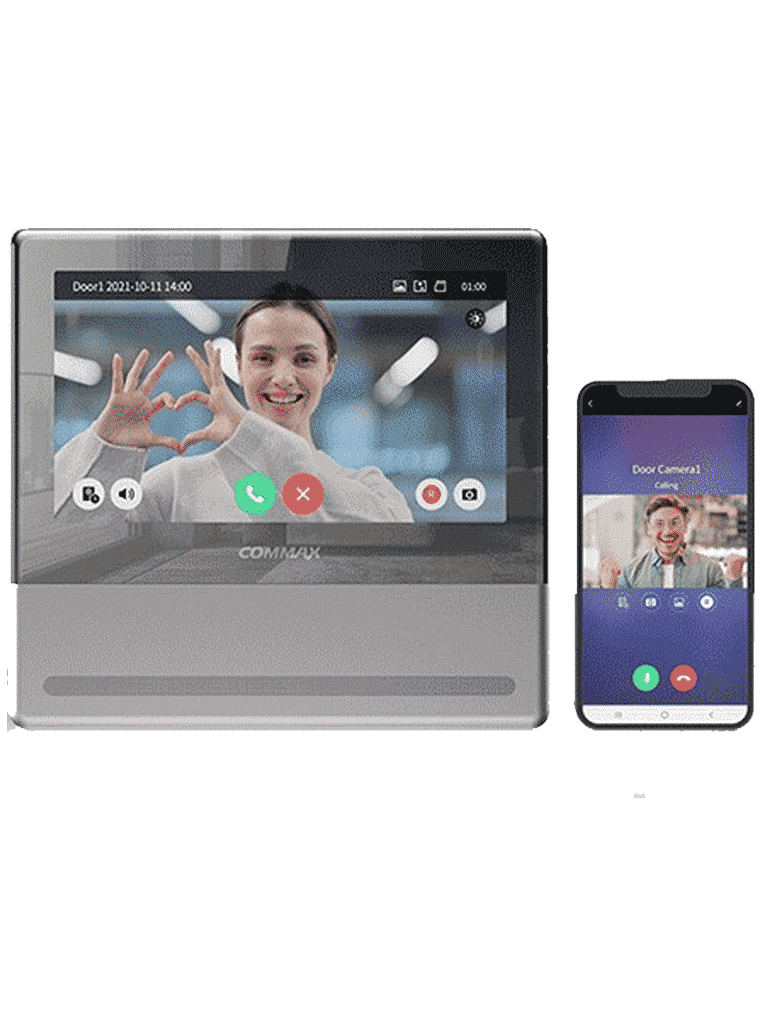 COMMAX CMV70MX - Monitor Touch para Videportero, Pantalla de 7" y Wifi App Hey Commax, Memoria SD, Soporta 2 Frentes de Calle y 2 Cámaras Análogas