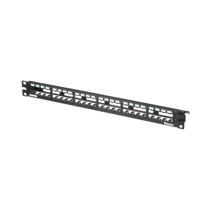 Panel de Parcheo Modular Mini-Com (Sin Conectores), Plano, Totalmente Blindado, de 24 Puertos, 1UR