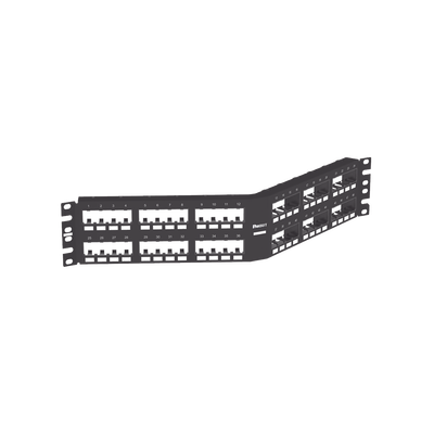Panel de Parcheo Modular Mini-Com (Sin Conectores), Angulado Instalación la Ras, Sin Blindaje, de 48 Puertos, 2UR
